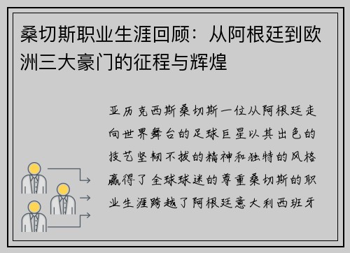 桑切斯职业生涯回顾：从阿根廷到欧洲三大豪门的征程与辉煌